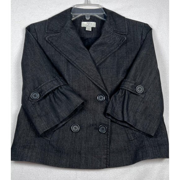 Ann Taylor Loft Petites Charcoal Double Breasted Career Blazer Jacket Sz 6P - Picture 7 of 16